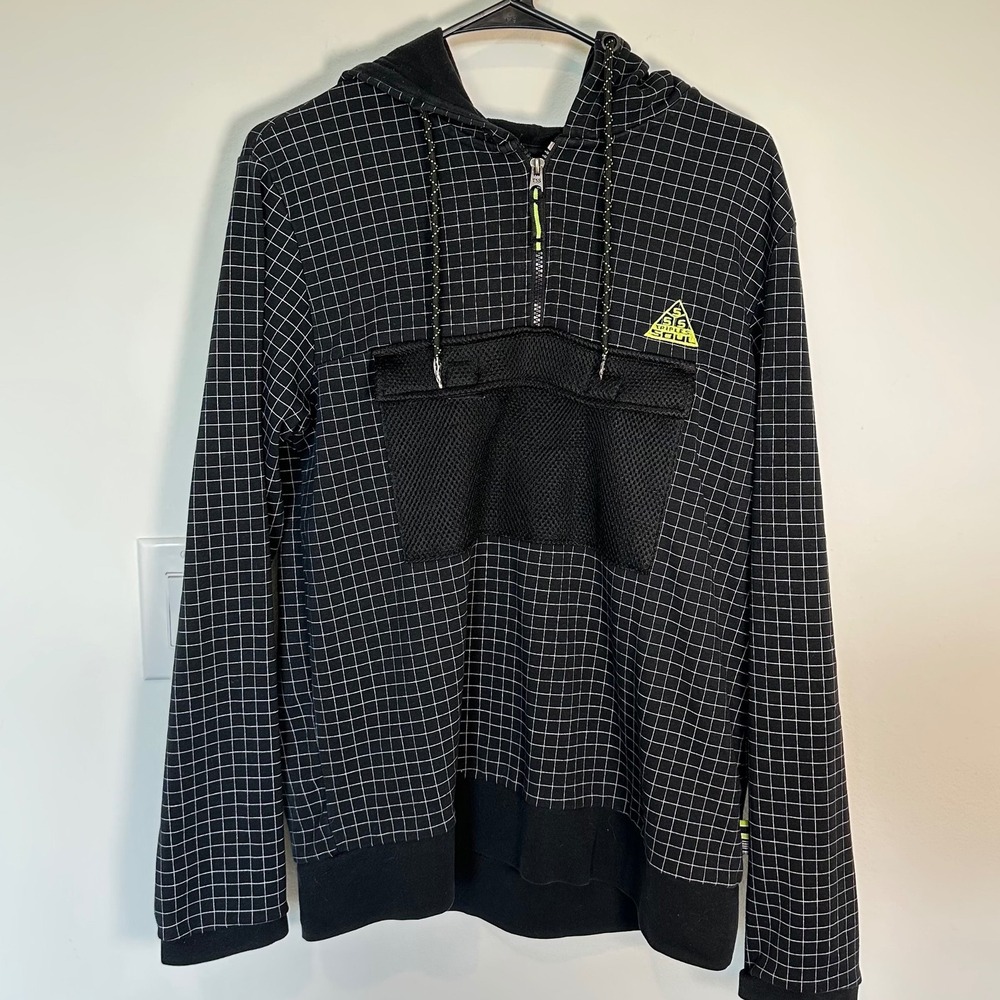 Triple Five Soul NYC Hoodie M Y2K Techwear Grid Quarter Zip Cyberpunk Futuristic